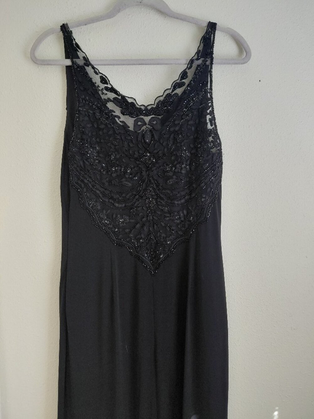 White House Black Market Black Lace Sequin Cowl Neck Maxi Dress 8 Formal Wedding
